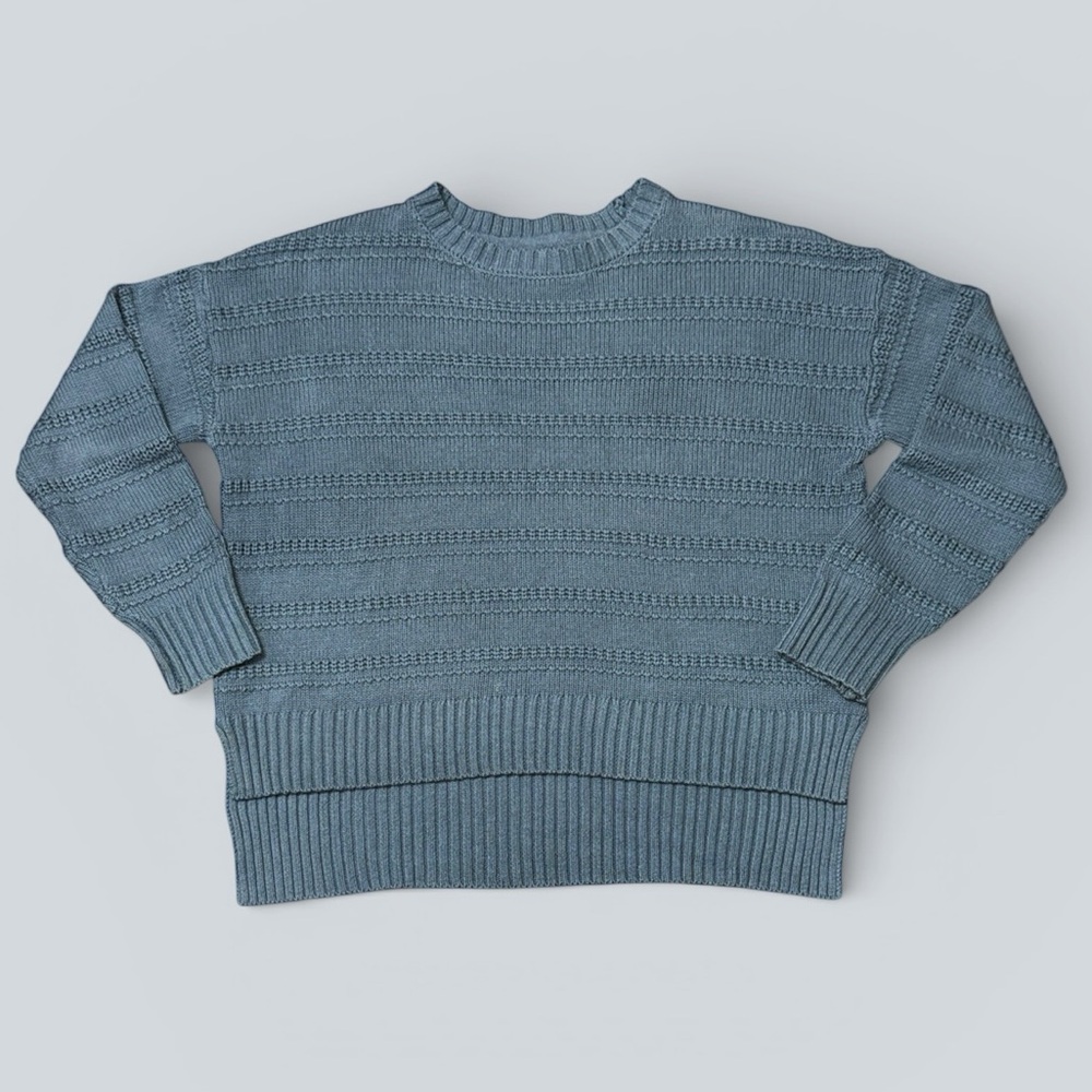 Cupcakes and Cashmere Oversized Dusty Blue Textured Knit Sweater